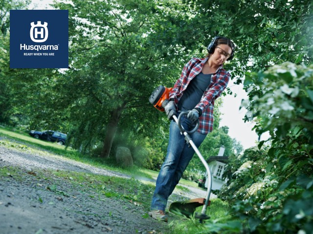 trabalho com aparador de relva da Husqvarna